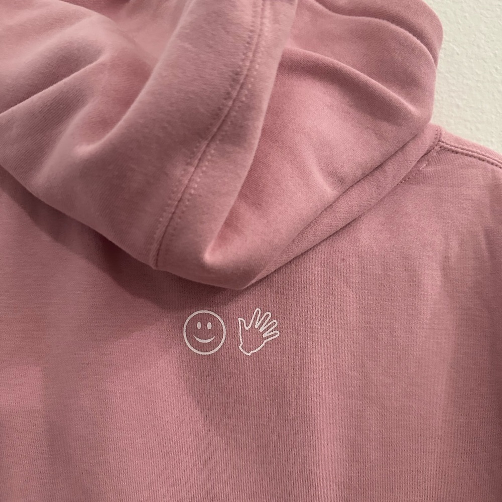 Glossier pink hoodie Sz S loungewear distressed - Picture 4 of 5